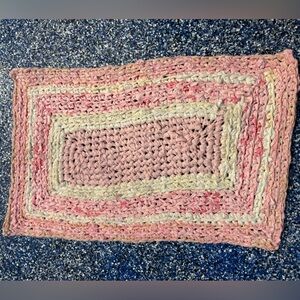 Handmade crocheted rag rug bathroom mat 29.5x18x5